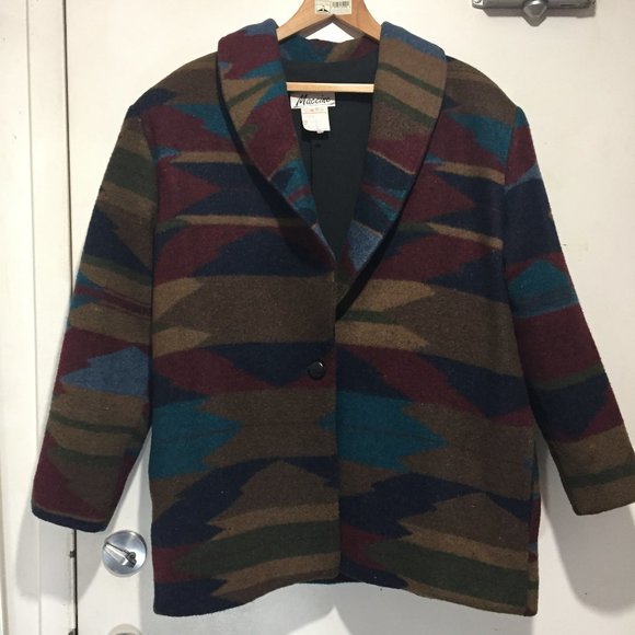 VINTAGE MACCINE LIGHTWEIGHT PRINT WOOL JACKETS SIZE L - Picture 4 of 6